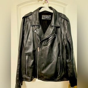 Karl Lagerfeld 100% leather moto motorcycle jacket. XXL. Black.